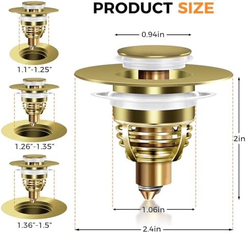 Bathroom Sink Stopper Kit - 4-Pack for 11-15 USA Standard Sinks