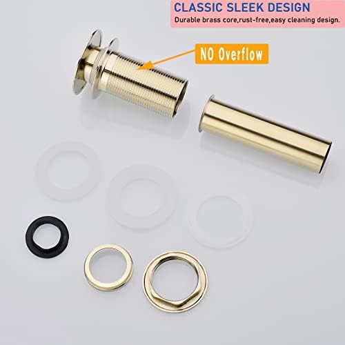 ZASLEME Gold-Plated Bathroom Sink Pop-Up Drain No Overflow
