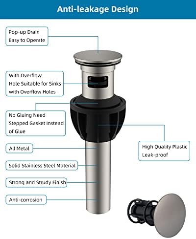 Hibbent 2-Piece Metal Sink Drain Stopper System