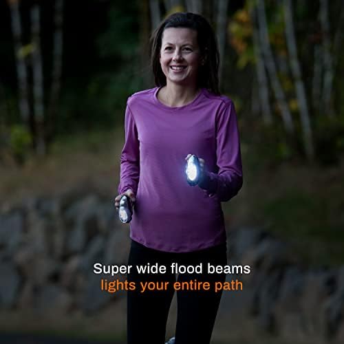 2-Pc Flashlights for Runners Walkers - Lightweight Nightlight with Strap Silver