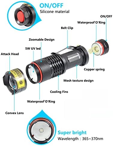 Darkbeam UV 365nm Flashlight 2-Pack Woods lamp Blacklight Anti-Counterfeit ID