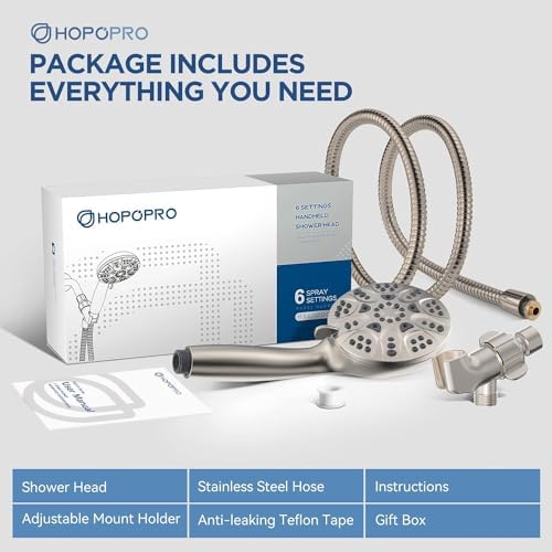 HOPOPRO 6-Mode High Flow Handheld Shower Head Set