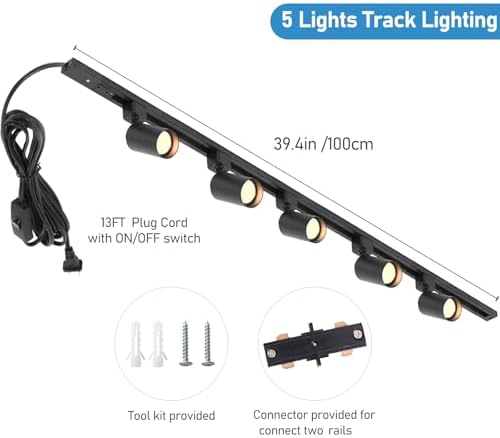 Hiiglxii 5-Light Track Lighting Kit with 13FT Power Cord