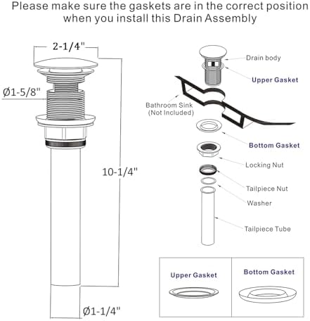 Pop Up Sink Drain Stopper Overflow Oil Rubbed Bronze
