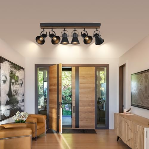 KEESFU 6 Light Track Lighting Kit Black Modern Farmhouse Ceiling Light