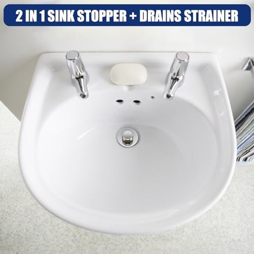 Universal Bathroom Sink Stopper with Hair Catcher