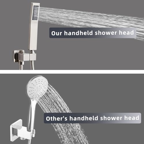Brushed Nickel Square Hand Shower Head Set