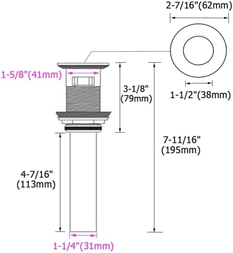 Angle Simple Pop Up Sink Drain with Overflow