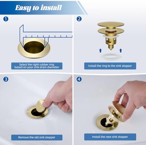 Hibbent 2 Pack All Metal Bathroom Sink Stopper