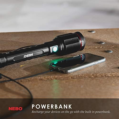 6000 Lumen Rechargeable LED Handheld Flashlight Bundled with EdisonBright USB-Powered Reading Light