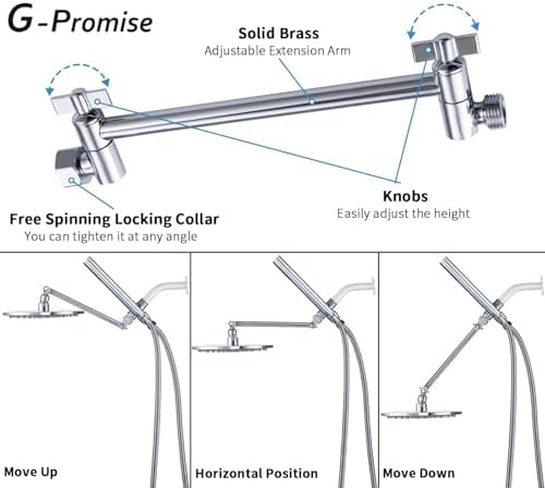 G-Promise All Metal Dual Shower Head Combo with Handheld Wand
