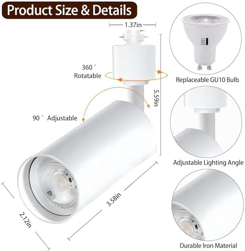 4-Piece GU10 Track Lighting Kit for No-Bulb Use