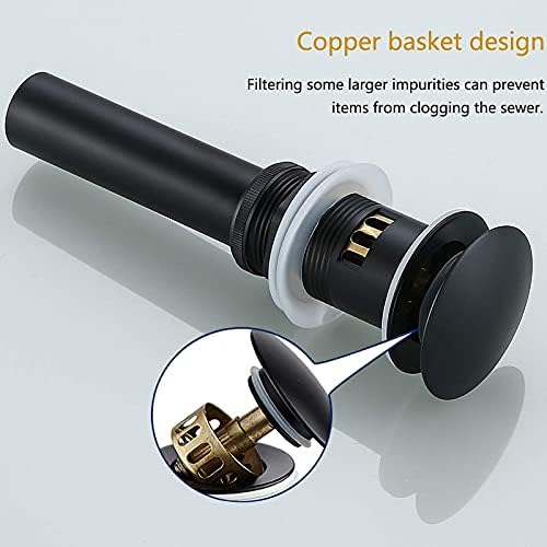 SWHYGER Matte Black Sink Drain with Hair Catcher and Overflow