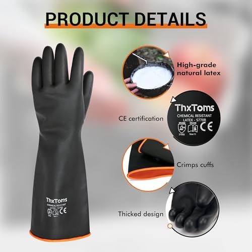 ThxToms Heavy Duty Latex Gloves Chemical Resistant 22 - 1 Pair