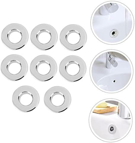 NULYLU 8-Piece Ceramic Sink Drain Cover Prevent Overflows with Silver Plates