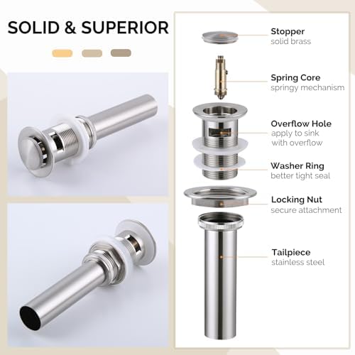 Angle Simple Pop Up Sink Drain with Overflow