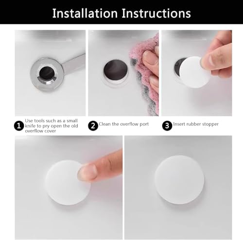4-Piece Silicone Sink Overflow Cover for Kitchen Bath White