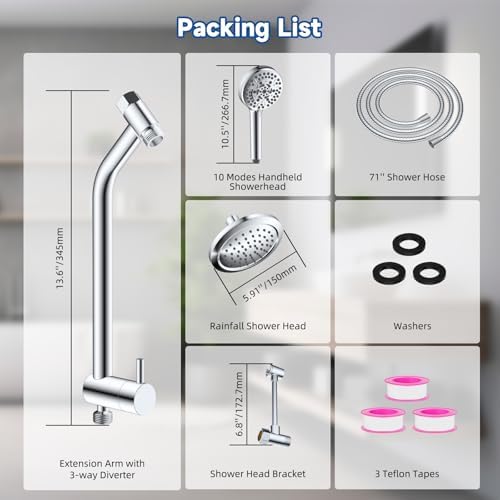 Hygie Rinse Dual Shower Head Combo with 10 Settings