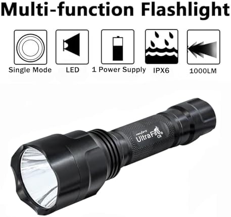 UltraFire C8 Single Mode LED Flashlight 1000 Lumens