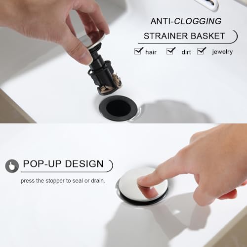 Francany Chrome Pop Up Drain Stopper with Overflow for Vessel Sink