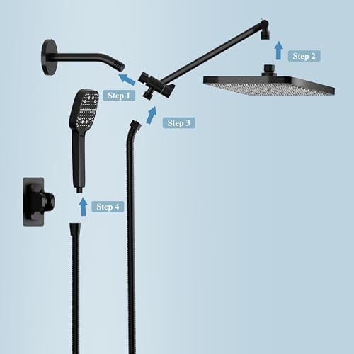 12-Inch Adjustable Dual Shower Head High-Pressure RainfallHandheld Combo