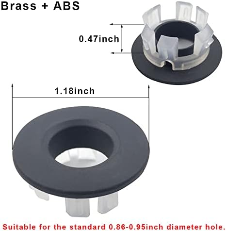 2-Piece Matte Black Brass Sink Overflow Ring Cover