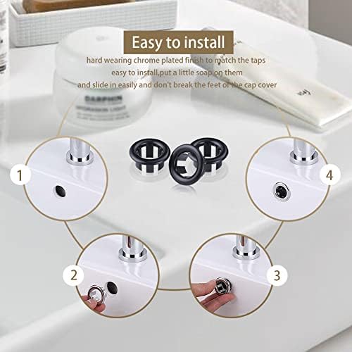 4-Piece Sink Overflow Ring Set Modern Durable Shatterproof Design Bathroom Kitchen Enhancement