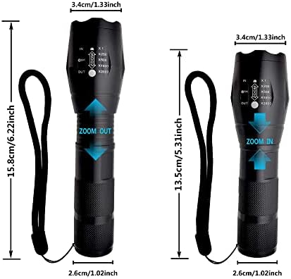 Tactical LED Flashlight 5 Modes 2 Pack Waterproof High Lumens
