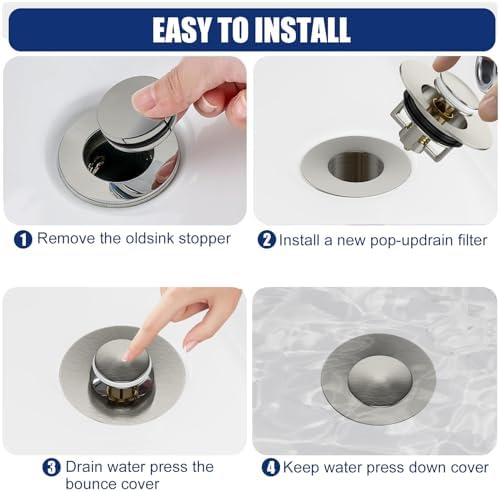 Universal Bathroom Sink Stopper with Hair Catcher 1