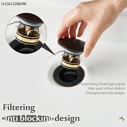 KOKOSIRI Pop Up Sink Drain with Strainer Basket