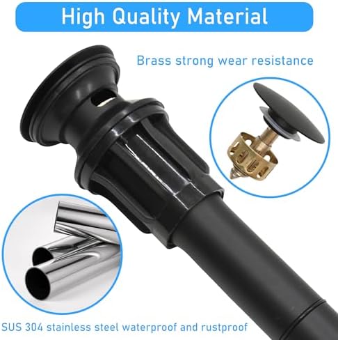ECHLI Pop Up Drain with Overflow and Anti-Clogging Basket Strainer