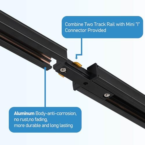 6 Light LED Track Lighting Kit with Floating Canopy Connector Black