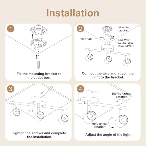 Arcfox 3-Light Track Lighting Kit Dimmable Adjustable 24W 3000K