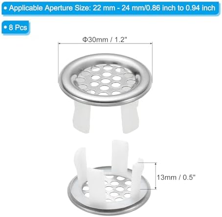 Patikil 8-Piece Sink Overflow Rings Silver 22mm-24mm