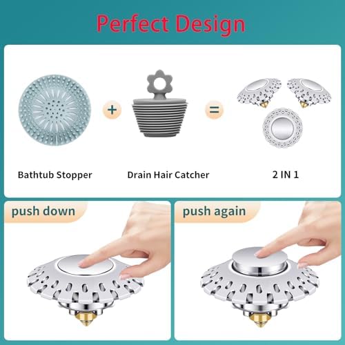VERUMUNS Universal Tub Stopper Drain Plug with Hair Catcher