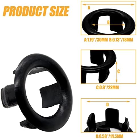 6-Pack Sink Overflow Rings Universal Bath Sink Overflow Hole Cover Matte Black