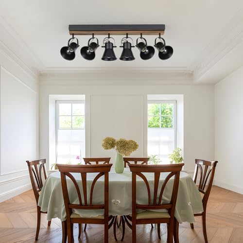 KEESFU 6 Light Track Lighting Kit Black Modern Farmhouse Ceiling Light