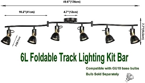 6 Light Foldable Track Lighting Kit with Matt Black Brass Finish 1