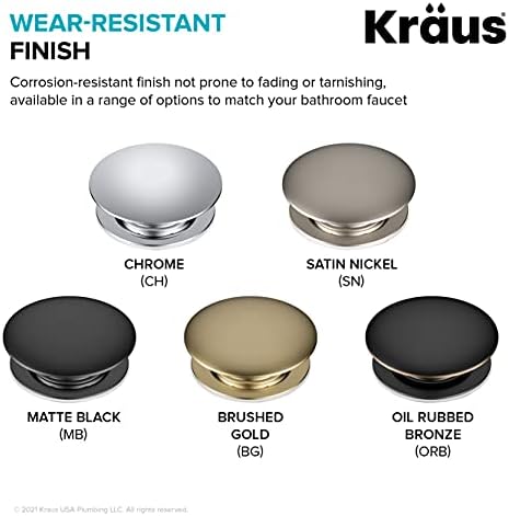 Kraus Bathroom Sink Pop-Up Drain Assembly - Durable and Easy to Use