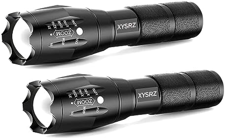 Tactical LED Flashlight 5 Modes 2 Pack Waterproof High Lumens