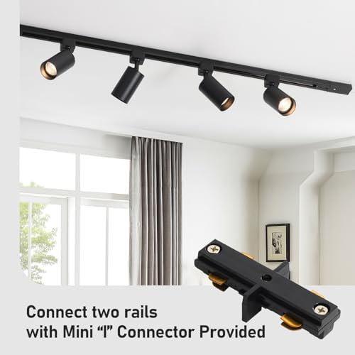 6 Light LED Track Lighting Kit with Floating Canopy Connector Black