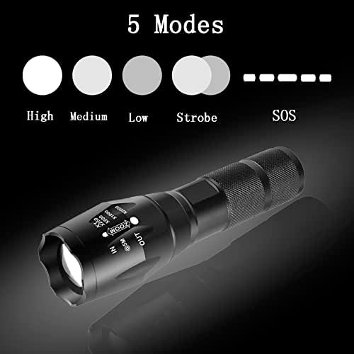 Tactical LED Flashlight 5 Modes 2 Pack Waterproof High Lumens