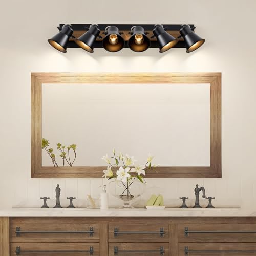 KEESFU 6 Light Track Lighting Kit Black Modern Farmhouse Ceiling Light