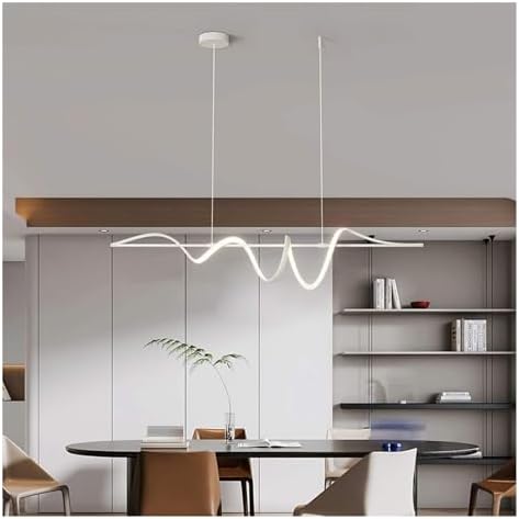 Chrome LED Spiral Linear Pendant Light 473In Tri-Tone Kitchen Island Hanging Light