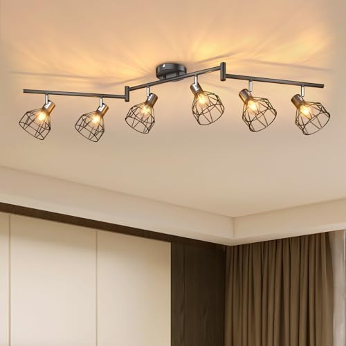 GORDNWE 6-Light Adjustable Track Lighting Kit - Black