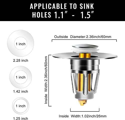 DazzyD Universal Bathroom Sink Stopper Suitable for 106-196 inch Drain Hole