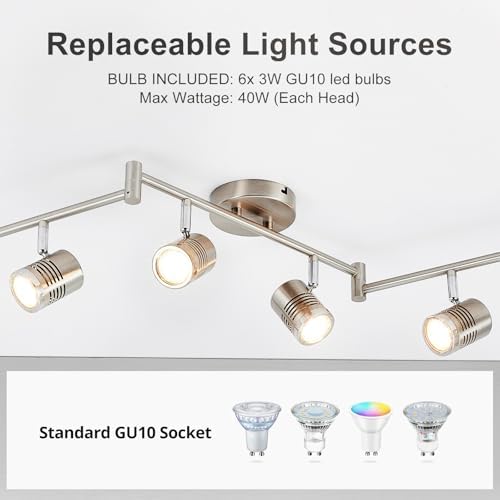 6-Piece 3000K Warm LED Track Lighting Fixtures