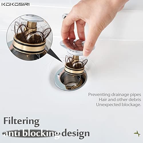 KOKOSIRI Bathroom Sink Drain with Detachable Hair Catcher