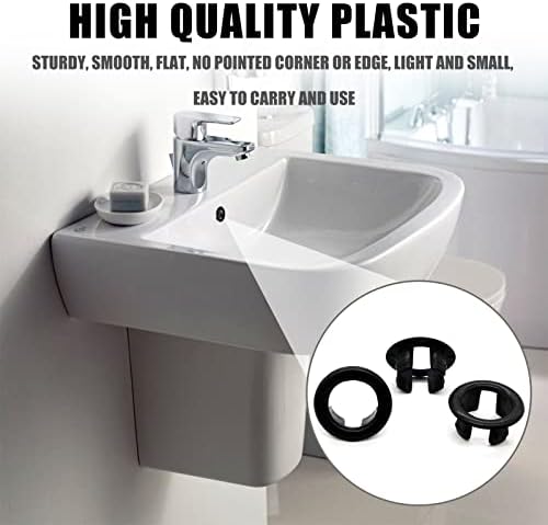 6-Pack Sink Overflow Rings Universal Bath Sink Overflow Hole Cover Matte Black