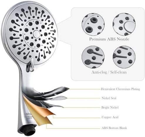 LINPUNG 6-Setting Handheld Shower Head Combo
